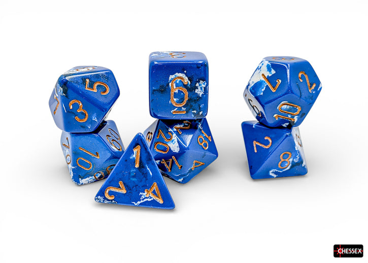 Chessex BRUSH 7-DIE SET POLYHEDRAL WAVEBREAK/GOLD