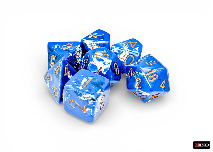 Chessex BRUSH 7-DIE SET POLYHEDRAL WAVEBREAK/GOLD