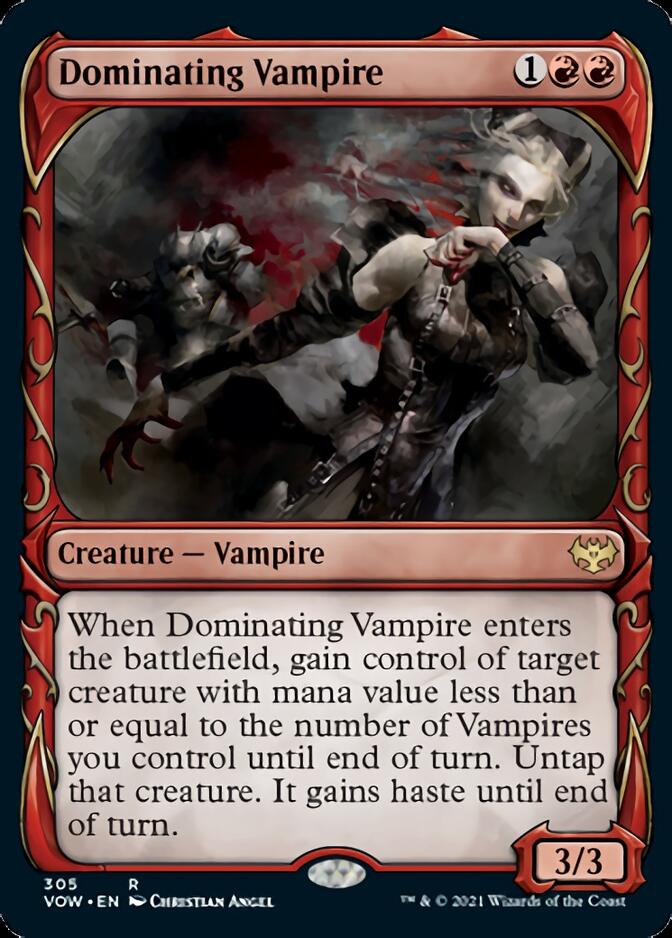 Dominating Vampire (Showcase Fang Frame) [Innistrad: Crimson Vow] | MTG  Single