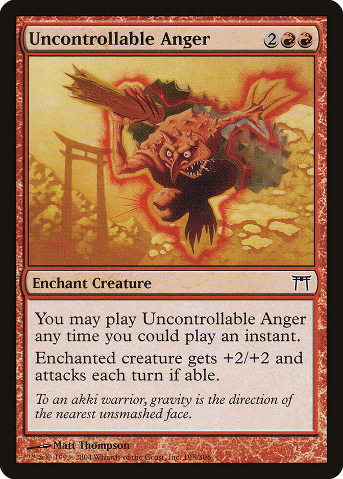 mtg anger card Uncontrollable Anger [Champions of Kamigawa] | MTG Single